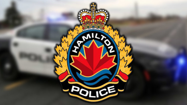 Hamilton police logo with a blurred background of a police cruiser.