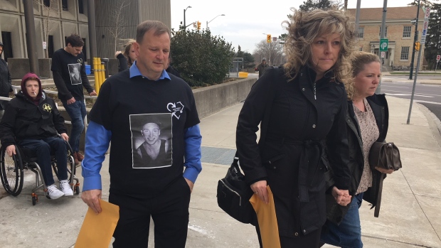 David and Shauna Andrews, parents of Cody Andrews, leave court on Tuesday.
