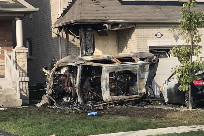 Driver arrested on suspicion of impaired driving after vehicle collides into Brampton home