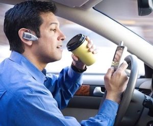 Distracted driver stock image
