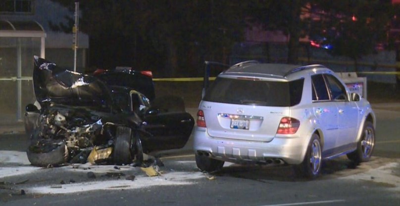 Driver flees after Maserati smashes Mercedes in east Hamilton high-speed crash