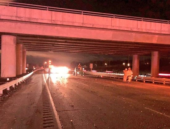 ‘Major traffic issue’: Eastbound Highway 403 in Burlington closed several hours after truck crashes into overpass, damaging multiple vehicles