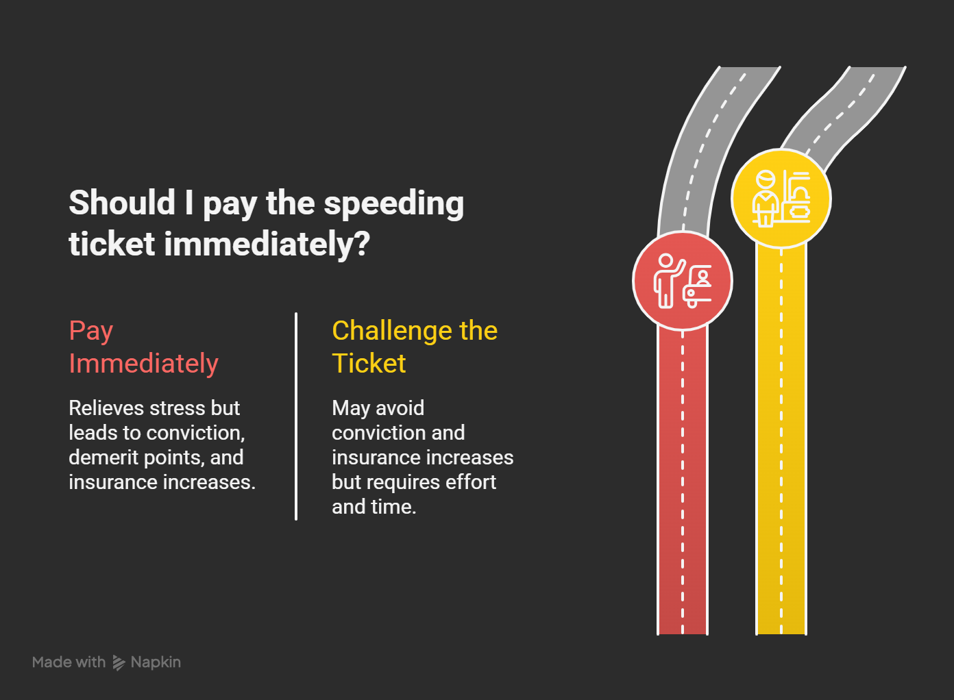 Pros and cons of paying a speeding ticket immediately. It is recommended that speeding tickets be challenged.