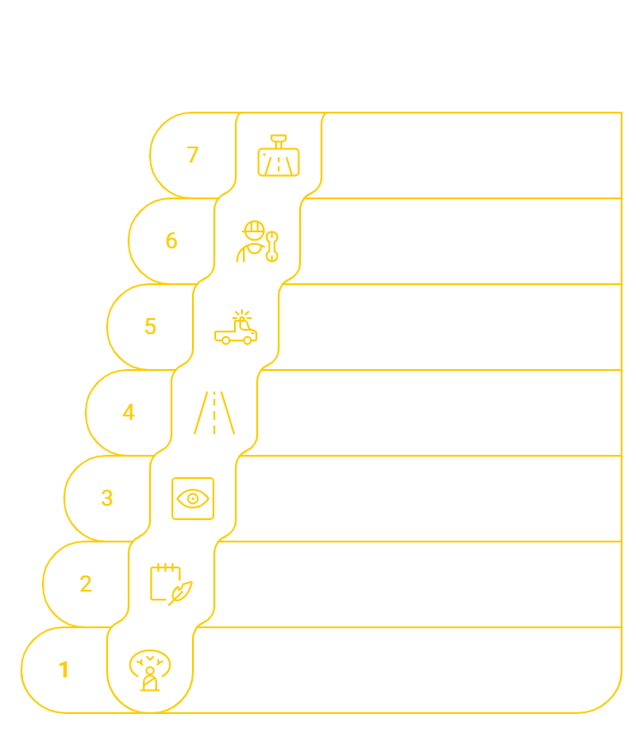 Infographic listing seven steps to address a construction zone ticket, from "Stay Calm" to "Gather Dashcam Footage," on a black and gold background.
