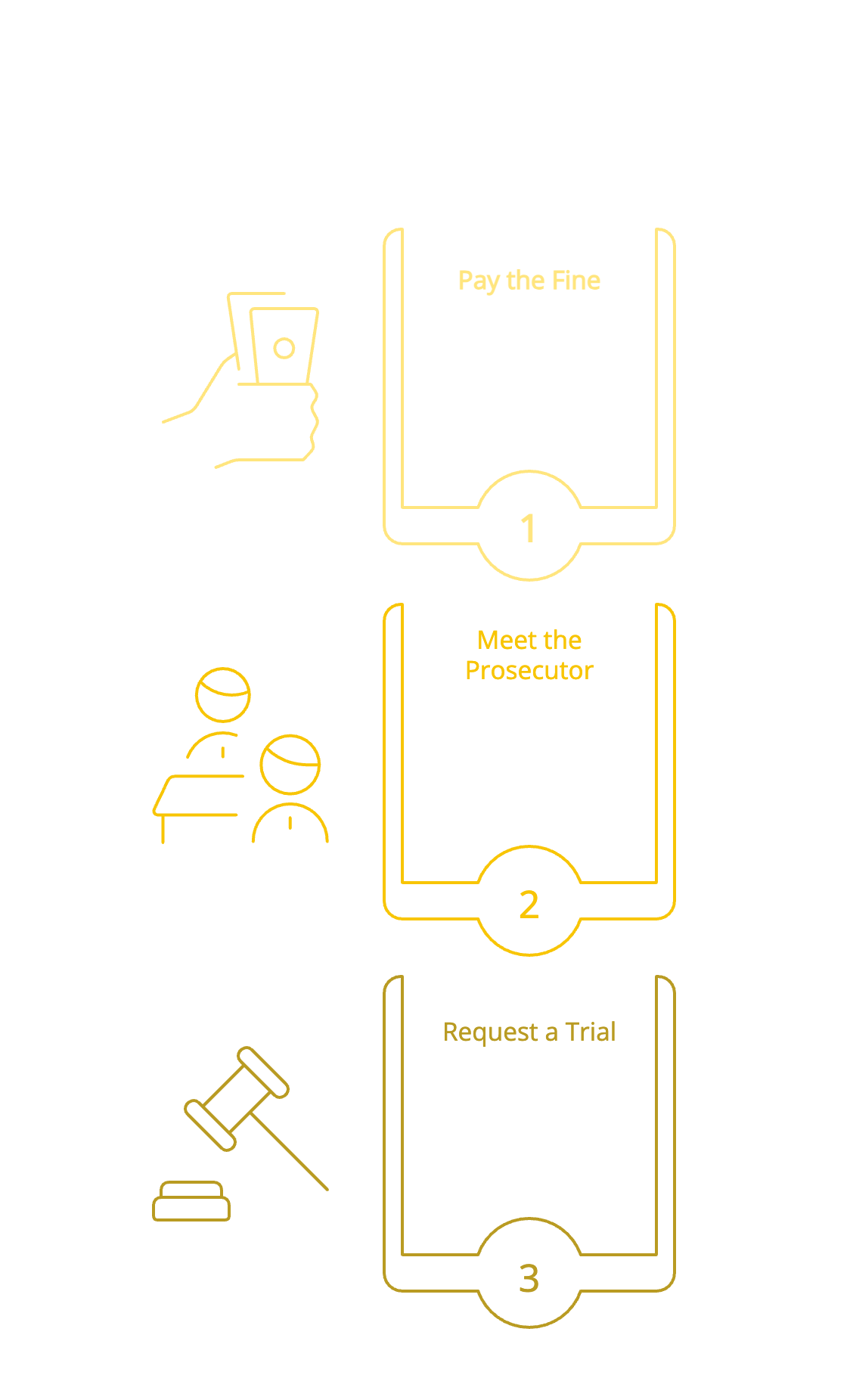 Infographic showing three options for traffic tickets